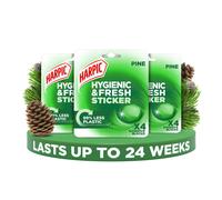 Harpic Hygienic Fresh Sticker Adhesive Toilet Block, Pine, Pack 3 x 4