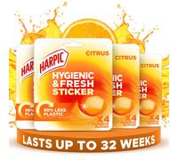 Harpic Hygienic Fresh Sticker Adhesive Toilet Block Yellow Citrus 4 Packs