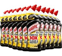 Harpic Powerplus Toilet Cleaning Gel, Citrus Fresh, Pack 12 x 750 ml, Removes Limescale, Kills 99.9% of Bacteria, Powerful Deep Clean Toilet Cleaner, toilet freshener