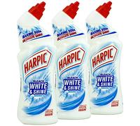 Harpic White & Shine Toilet Bleach Gel, Original Scent, Pack 3 x 750 ml, Kills 99.9% of Bacteria, Toilet Cleaner