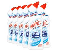 Harpic White & Shine Toilet Bleach Gel, Original Scent, Pack 6 x 750 ml, Kills 99.9% of Bacteria, Toilet Cleaner