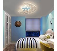 Harpochten Children's Room Lamp LED Children's Room Ceiling Light Modern Dimmable Ceiling Lamp Large With Remote Control Boys Girls Hanging Lamps Bedroom Living Room Star Moon Glass Interior Lighting(
