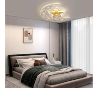 Harpochten Children's Room Lamp LED Children's Room Ceiling Light Modern Dimmable Ceiling Lamp Large With Remote Control Boys Girls Hanging Lamps Bedroom Living Room Star Moon Glass Interior Lighting(