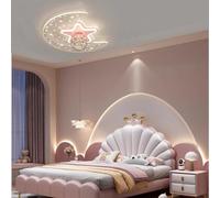 Harpochten Children's Room Lamp LED Children's Room Ceiling Light Modern Dimmable Ceiling Lamp Large With Remote Control Boys Girls Hanging Lamps Bedroom Living Room Star Moon Glass Interior Lighting(