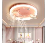 Harpochten LED Ceiling Fan with Lighting Modern Dimmable 6 Wind/Light Source Adjustable Fan Ceiling Light Unicorn Shape Pink Acrylic Lampshade Girl/Boy Room Lighting Baby Ceiling Lamp (Color : Pink)