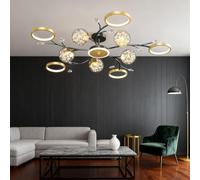 Harpochten LED Ceiling lamp, Ceiling Light, Ceiling Lighting, Creative Metal Electroplating Glass Pendant Light, Modern lamp for Living Room, Bedroom, Black and Gold, Hotel Lobby, Offices(12+1 Head)