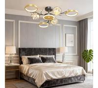 Harpochten LED Ceiling lamp, Ceiling Light, Ceiling Lighting, Creative Metal Electroplating Glass Pendant Light, Modern lamp for Living Room, Bedroom, Black and Gold, Hotel Lobby, Offices(6+1 Head)