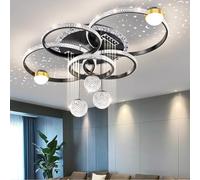 Harpochten LED Crystal Ceiling Light Modern Dimmable Ceiling Lamp with Remote Control Light Color/Brightness Adjustable Living Room Lamp Acrylic Crystal Bedroom Kitchen and Office Chandelier(Black)