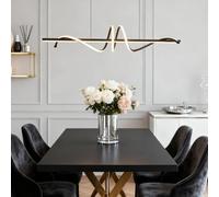 Harpochten LED Modern Dining Table Hanging Lamp Ceiling Lights Pendant Lamp Height Adjustable Chandelier Lamp Iron Aluminum Silicone for Living Room Dining Room Kitchen Bedroom(Black)