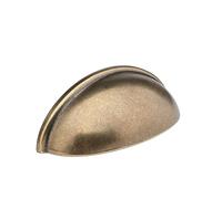 HARPOON 10 Pack 3" 76mm Bin Cup Drawer Pulls Antique Brass Cabinet Handles | Solid Zinc Alloy Construction,Classic Cup Bin Design Vintage Antique Brass Finish,Includes Two Sizes Mounting Screws