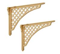 HARPOON 2 Pack Heavy Duty Cast Iron Victorian Shelf Bracket, 8 Inches Gold Baroque L-Shaped Shelf Brackets, DIY Projects, Hardware Included