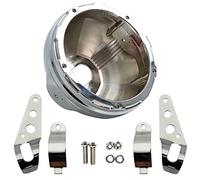 HARPUOU 7 Inch Chrome LED Headlight Housing Bucket with Lamp Shell Side Mount Brakcet for Motorcycles with 32MM to 40MM Fork Tubes
