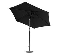 Harrier 2.7m Garden Parasol with Crank Handle & Tilt Function [7 Colour Options] - Outdoor Garden Patio Umbrella with Optional Waterproof Cover + Weights (Black, Parasol + 23L Plastic Base)