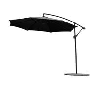 Harrier 3m Cantilever Parasol - Adjustable 3m Outdoor Patio Umbrella, Weather-Resistant Canopy | Optional LED Solar Lights & Bases [5 Colours] (Black, 4x Bases With No Cover)