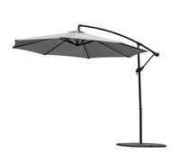 Harrier 3m Cantilever Parasol - Adjustable 3m Outdoor Patio Umbrella, Weather-Resistant Canopy | Optional LED Solar Lights & Bases [5 Colours] (Grey - LED Lights, 2x Bases With Cover)