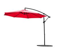 Harrier 3m Cantilever Parasol - Adjustable 3m Outdoor Patio Umbrella, Weather-Resistant Canopy | Optional LED Solar Lights & Bases [5 Colours] (Dark Red, 4x Bases With Cover)
