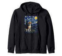 Harrier Dog Van Gogh Starry Night Zip Hoodie