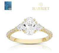 Harriet 14ct Yellow Gold Oval Trilogy Stone Set Shoulders 1.40ct Lab Grown Diamond Ring