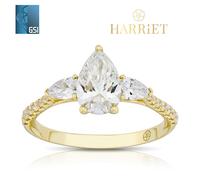 Harriet 14ct Yellow Gold Pear Trilogy Stone Set Shoulders 1.40ct Lab Grown Diamond Ring