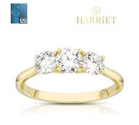 Harriet 14ct Yellow Gold Round Trilogy 1ct Lab Grown Diamond Ring