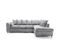 Harriet Crushed Chenille Large Right Facing Corner Sofa in Light Grey Abakus Direct Light Grey One Size