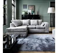 Harriet Crushed Chenille Left Facing Corner Sofa in Light Grey Abakus Direct Light Grey One Size