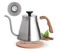 Harriet Gooseneck Kettle, 37oz (1.1L) Pour Over Kettle with Built-in Thermometer Coffee Kettle with Anti-Hot Handle, Anti-Rust Stainless Steel with Flow Spout Design For Drip Coffee