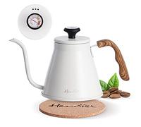 Harriet Gooseneck Kettle, Pour Over Kettle with Built-in Thermometer, Coffee Kettle with Anti-Hot Wood Handle, Flow Spout Stainless Steel and Anti-Rust Design For Drip Coffee & Tea Brewing 37oz