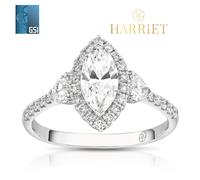 Harriet Platinum Marquise Halo & Heart Set Shoulders 1.25ct Lab Grown Diamond Ring