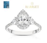 Harriet Platinum Pear Halo Trilogy & Trillion Set Shoulders 1.25ct Lab Grown Diamond Ring