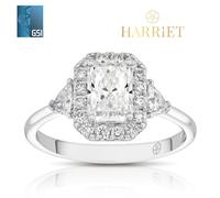 Harriet Platinum Radiant Halo Trilogy & Trillion Set Shoulders 1.50ct Lab Grown Diamond Ring