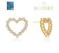 Harriet Sterling Silver & 18ct Yellow Gold Plated Vermeil 0.50ct Lab Grown Diamond Heart Stud Earrings