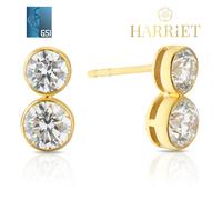 Harriet Sterling Silver & 18ct Yellow Gold Plated Vermeil 1ct Lab-Grown Diamond Graduate Dew Drop Stud Earrings
