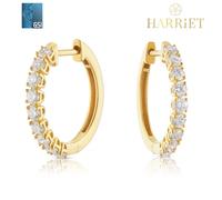 Harriet Sterling Silver & 18ct Yellow Gold Plated Vermeil 1ct Lab-Grown Diamond Round Hoop Earrings