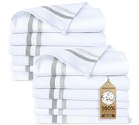 Harringdons Kitchen Tea Towels 100% Cotton Dish Cloths, Quick Drying Ultra Soft Absorbent, Home Essentials, 50 x 70 cm, 12-Pack (Grey)