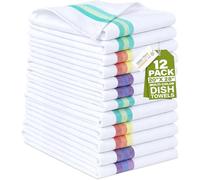 Harringdons Premium Tea Towels for Kitchen - 12-Pack 100% Natural Cotton Dish Towels, Quick Drying, Ultra Absorbent, Bleach Safe, 50x70 cm (Assorted Colours)