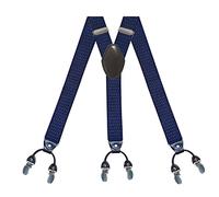 Harrington Marley Adjustable Navy Polka Dot Men's Braces | Suspenders Wide Thick 3.5 cm | With Gift Box | Y Back, 6 Clip City Smart Style Suit Shirt Heavy Duty