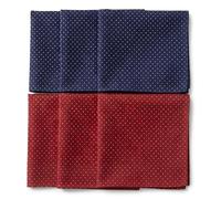 Harrington Marley Pack of 6 Premium 100% Cotton Handkerchiefs - Large 40 x 40 cm Spotted Polka Dot Pocket Squares - Soft, Absorbent & Durable - Navy Blue & Red White Spots