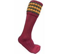 Harrington Marley Red Patterned Shooting Socks, Long Full Length Contrast Stockings, Shooting Gift Idea, Game Hunting Country Comfortable Socks UK 8-12 Size Present Idea for Him/Shooter
