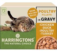 Harringtons Complete Wet Pouch Grain Free Hypoallergenic Adult Cat Food Poultry in Gravy Pack 72x85g - Chicken, Duck, Poultry & Turkey - Making Mealtimes Meatier