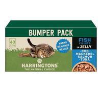 Harringtons Complete Wet Pouch Grain Free Hypoallergenic Adult Cat Food Fish in Jelly Pack 40x85g Cod, Mackerel Salmon & Tuna Making Mealtimes Meatier