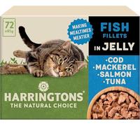 Harringtons Complete Wet Pouch Grain Free Hypoallergenic Adult Cat Food Fish in Jelly Pack 72x85g - Cod, Mackerel, Salmon & Tuna - Making Mealtimes Meatier