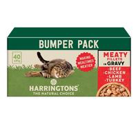 Harringtons Complete Wet Pouch Grain Free Hypoallergenic Adult Cat Food Meaty in Gravy Pack 40x85g - Beef, Chicken, Lamb & Turkey - Making Mealtimes