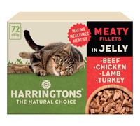 Harringtons Complete Wet Pouch Grain Free Hypoallergenic Adult Cat Food Meaty in Jelly Pack 72x85g - Beef, Chicken, Lamb & Turkey - Making Mealtimes