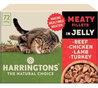 Harringtons Complete Wet Pouch Grain Free Hypoallergenic Adult Cat Food Meaty in Jelly Pack 72x85g - Beef, Chicken, Lamb & Turkey - Making Mealtimes Meatier