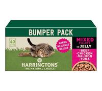 Harringtons Complete Wet Pouch Grain Free Hypoallergenic Adult Cat Food Mixed in Jelly Pack 40x85g - Beef, Chicken, Salmon & Tuna- Making Mealtimes