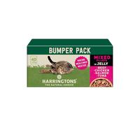 HARRINGTONS Complete Wet Pouch Grain Free Hypoallergenic Adult Cat Food Mixed in Jelly Pack 40x85g - Beef, Chicken, Salmon & Tuna Mealtimes Meatier