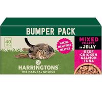Harringtons Complete Wet Pouch Grain Free Hypoallergenic Adult Cat Food Mixed in Jelly Pack 40x85g - Beef, Chicken, Salmon & Tuna- Making Mealtimes Meatier