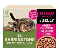 Harringtons Complete Wet Pouch Grain Free Hypoallergenic Adult Cat Food Mixed in Jelly Pack 72x85g - Beef, Chicken, Salmon & Tuna- Making Mealtimes