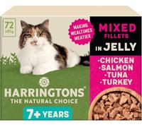 Harringtons Complete Wet Pouch Grain Free Hypoallergenic Senior Cat Food Mixed in Jelly Pack 72x85g - Chicken, Salmon, Tuna & Turkey - Making Mealtimes Meatier